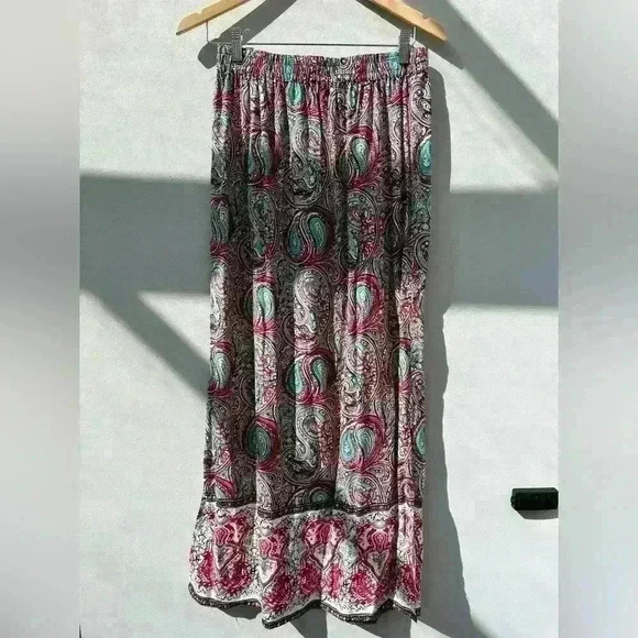Saint Tropez West Womens Red Blue Paisley Maxi Skirt Fairy Flowy Coastal  Small - Picture 2 of 7